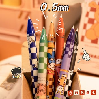 6 τμχ Retro Bear Gel Pens Σετ 0,5mm Ballpoint Black Color Ink for Writing Office School A7360