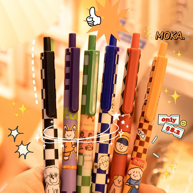 6 τμχ Retro Bear Gel Pens Σετ 0,5mm Ballpoint Black Color Ink for Writing Office School A7360