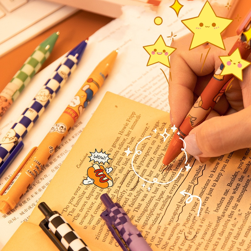 6 τμχ Retro Bear Gel Pens Σετ 0,5mm Ballpoint Black Color Ink for Writing Office School A7360