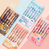 6 vnt animacinių filmų gelio rašiklių rinkinys mielas triušis meškiukas persikas 0,5 mm smulkios spalvos juodos spalvos rašalas, skirtas rašyti biuro mokyklai A7232