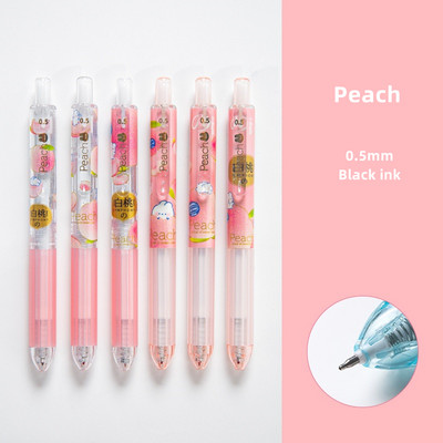 6 vnt animacinių filmų gelio rašiklių rinkinys mielas triušis meškiukas persikas 0,5 mm smulkios spalvos juodos spalvos rašalas, skirtas rašyti biuro mokyklai A7232