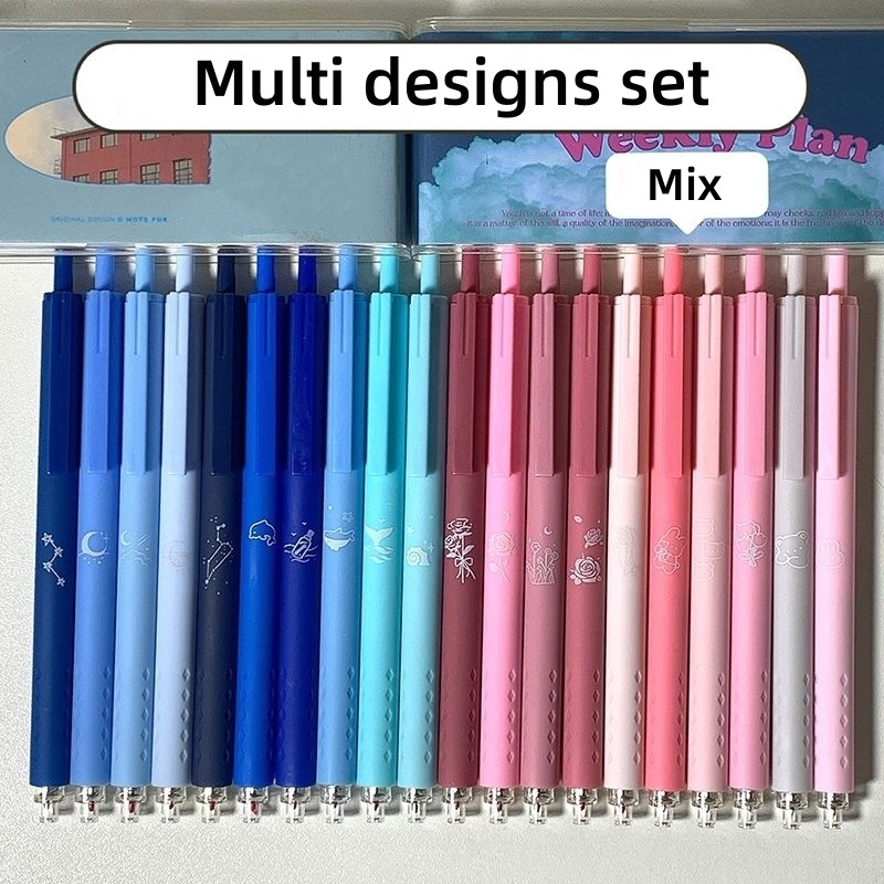 5 vnt gelio rašalo rašiklių rinkinys Rožių žiedų sūris Bear Moonlight Metaverse 0,5 mm rutulinio taško juodos spalvos rašymui A7449