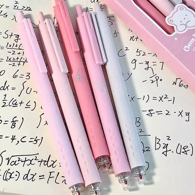 5 vnt gelio rašalo rašiklių rinkinys Rožių žiedų sūris Bear Moonlight Metaverse 0,5 mm rutulinio taško juodos spalvos rašymui A7449