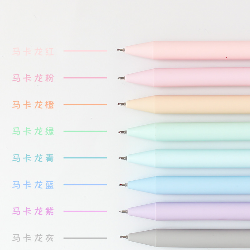 8vnt Macaron spalvotų rašiklių rinkinys švelnių spalvų 0,5 mm rutulinis rutulinis rašiklis rašymo žymeklis įdėklas Biuro reikmenys mokykloms Dovana A6567