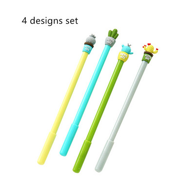 4vnt Saulėta diena Cactus vazoninis gelio rašiklis Sultingi augalai juodo rašalo rašikliai 0,5 mm antgalio švirkšto pildymas Kanceliarinės mokyklos reikmenys A6763