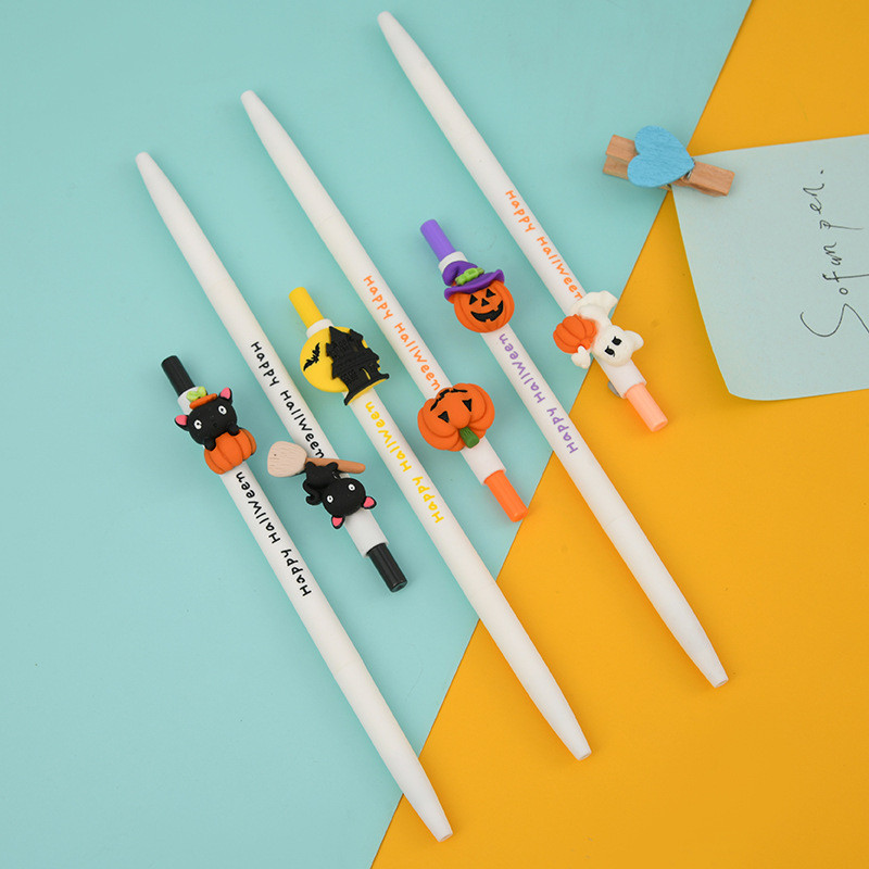 6db Happy Halloween gél toll szett Ghost Pumpkin Party ajándék kellékek 0,5 mm-es golyóstoll fekete színes tinta Iskola A7230