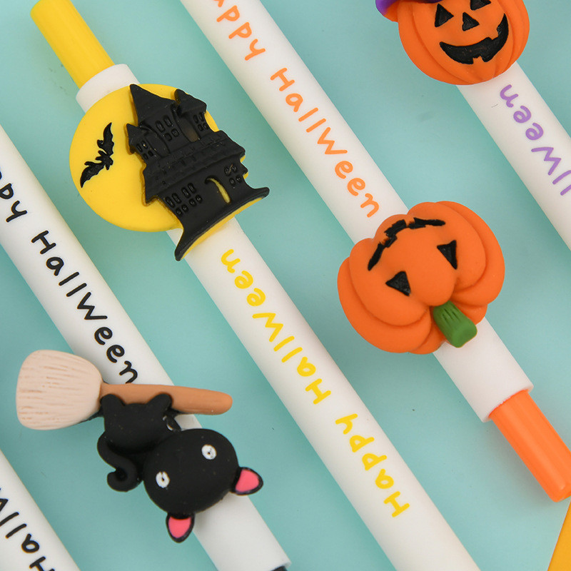 6db Happy Halloween gél toll szett Ghost Pumpkin Party ajándék kellékek 0,5 mm-es golyóstoll fekete színes tinta Iskola A7230