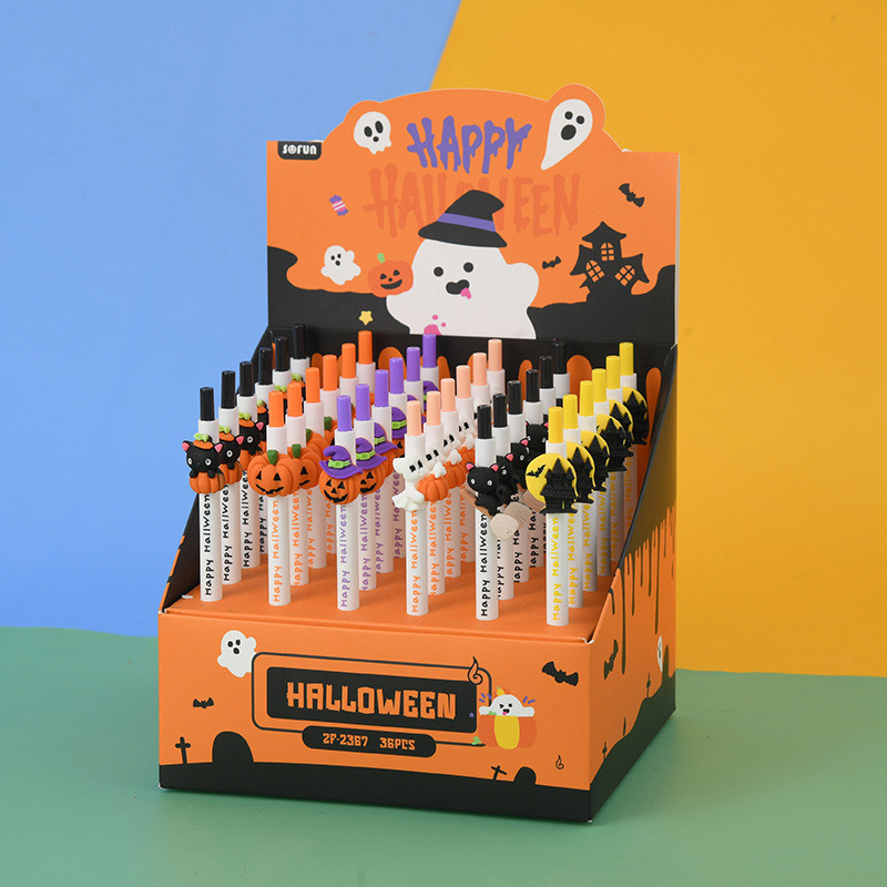 6db Happy Halloween gél toll szett Ghost Pumpkin Party ajándék kellékek 0,5 mm-es golyóstoll fekete színes tinta Iskola A7230