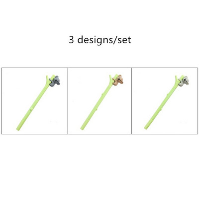 3 komada slatke koala kemijske olovke 0,5 mm crne gel olovke s tintom za pisanje Penjanje Green Branch Uredski pribor za školu A6719