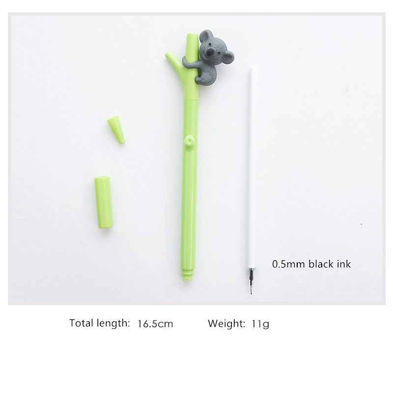 3 komada slatke koala kemijske olovke 0,5 mm crne gel olovke s tintom za pisanje Penjanje Green Branch Uredski pribor za školu A6719