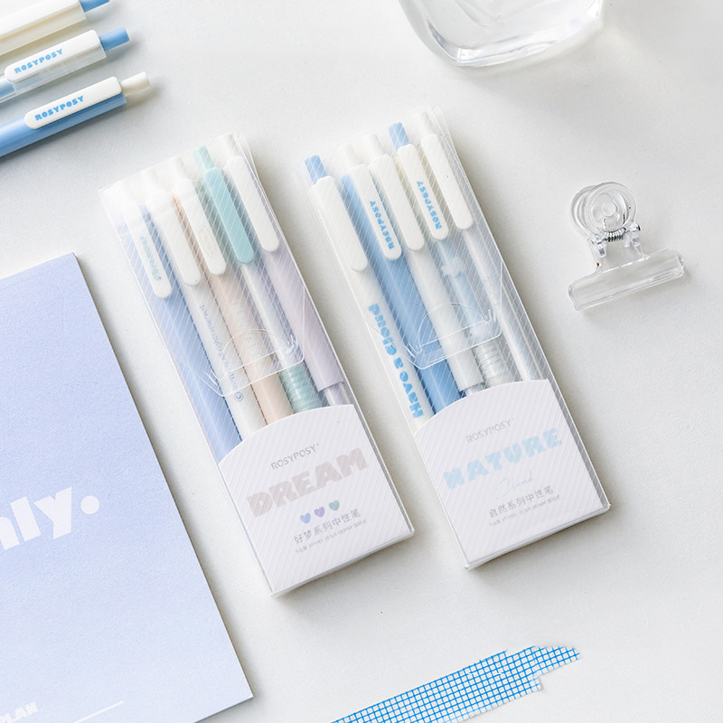 5 vnt Good Dream gelio rašiklių rinkinys Nature Cloud Fresh Style 0,38 mm 0,5 mm rutulinis juodas spalvotas rašalas, skirtas rašyti biuro mokyklai A6877