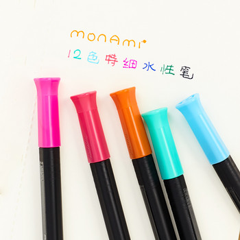 12 бр Monami 0,25 mm Ultra Fine Liner Color Liquid Ink Pens Set Непостоянна триъгълна художествена рисунка 4034 Fineliner School A6740