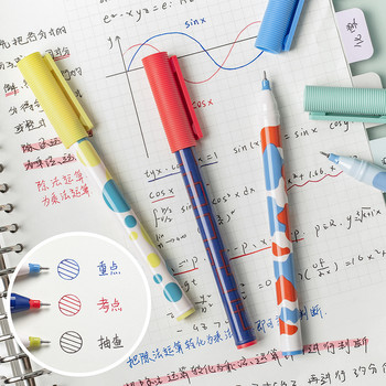 3 бр. Kaco Jumbo Gel Ink Set Set Pastel Pop Abstract Style Japanese Design 0.5mm Ballpoint Liner Marker Writing School A6249