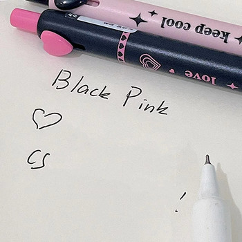 5 бр. Черно-розови гел химикалки Sweet Love Button 0,5 мм топка с черно цветно мастило за писане в офис училище A7472