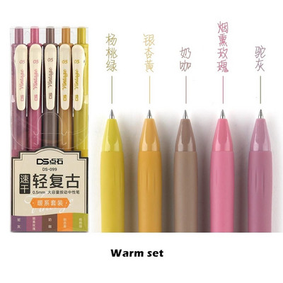 5 vnt Vintage rašalinis rašiklis Tušinukas 0,5 mm Erdvus mėlynas Tamsiai žalias ruda raudona spalva ritininiai tušinukai Marker Liner Kanceliarinės prekės School A6655