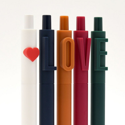 5 komada Love Gel Pens Set Alpha Heart Retro Color Ink 0.5mm Ballpoint for Writing Office School A7382