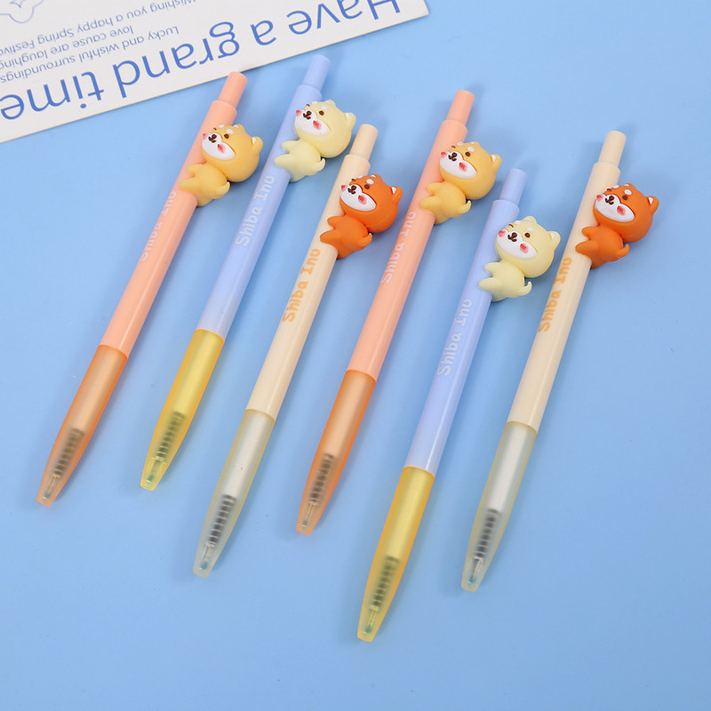 3db Shiba Inu gél tinta toll készlet aranyos rajzfilm kutya 0,5 mm golyóstoll fekete színű íráshoz A7485