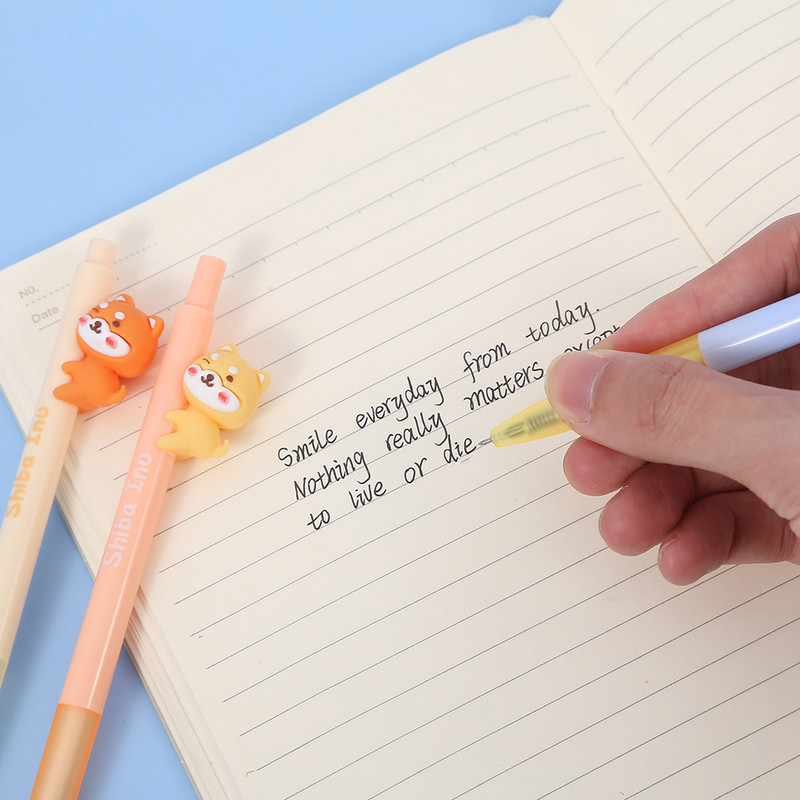 3db Shiba Inu gél tinta toll készlet aranyos rajzfilm kutya 0,5 mm golyóstoll fekete színű íráshoz A7485