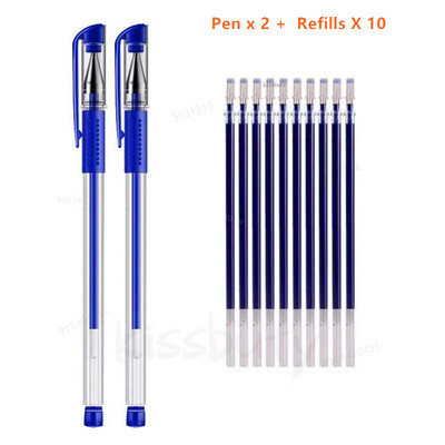 22 tk / komplekt geelpliiats must/sinine tint 0,38/0,5/0,7 mm täitmine vardad Geelpliiats koolikontori eksamitarbed Kirjatarbed pastapliiatsid