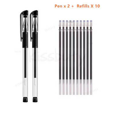 22 tk / komplekt geelpliiats must/sinine tint 0,38/0,5/0,7 mm täitmine vardad Geelpliiats koolikontori eksamitarbed Kirjatarbed pastapliiatsid