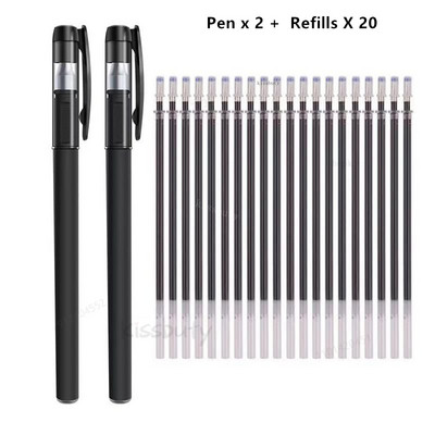 22 tk / komplekt geelpliiats must/sinine tint 0,38/0,5/0,7 mm täitmine vardad Geelpliiats koolikontori eksamitarbed Kirjatarbed pastapliiatsid