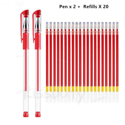 22 tk / komplekt geelpliiats must/sinine tint 0,38/0,5/0,7 mm täitmine vardad Geelpliiats koolikontori eksamitarbed Kirjatarbed pastapliiatsid