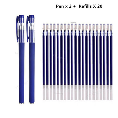 22 tk / komplekt geelpliiats must/sinine tint 0,38/0,5/0,7 mm täitmine vardad Geelpliiats koolikontori eksamitarbed Kirjatarbed pastapliiatsid