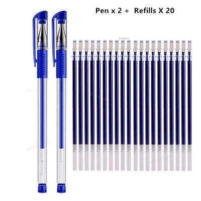 22 tk / komplekt geelpliiats must/sinine tint 0,38/0,5/0,7 mm täitmine vardad Geelpliiats koolikontori eksamitarbed Kirjatarbed pastapliiatsid