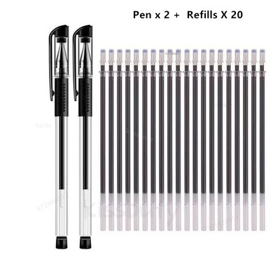 22 tk / komplekt geelpliiats must/sinine tint 0,38/0,5/0,7 mm täitmine vardad Geelpliiats koolikontori eksamitarbed Kirjatarbed pastapliiatsid