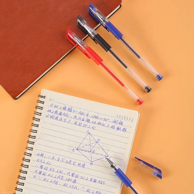 22 tk / komplekt geelpliiats must/sinine tint 0,38/0,5/0,7 mm täitmine vardad Geelpliiats koolikontori eksamitarbed Kirjatarbed pastapliiatsid