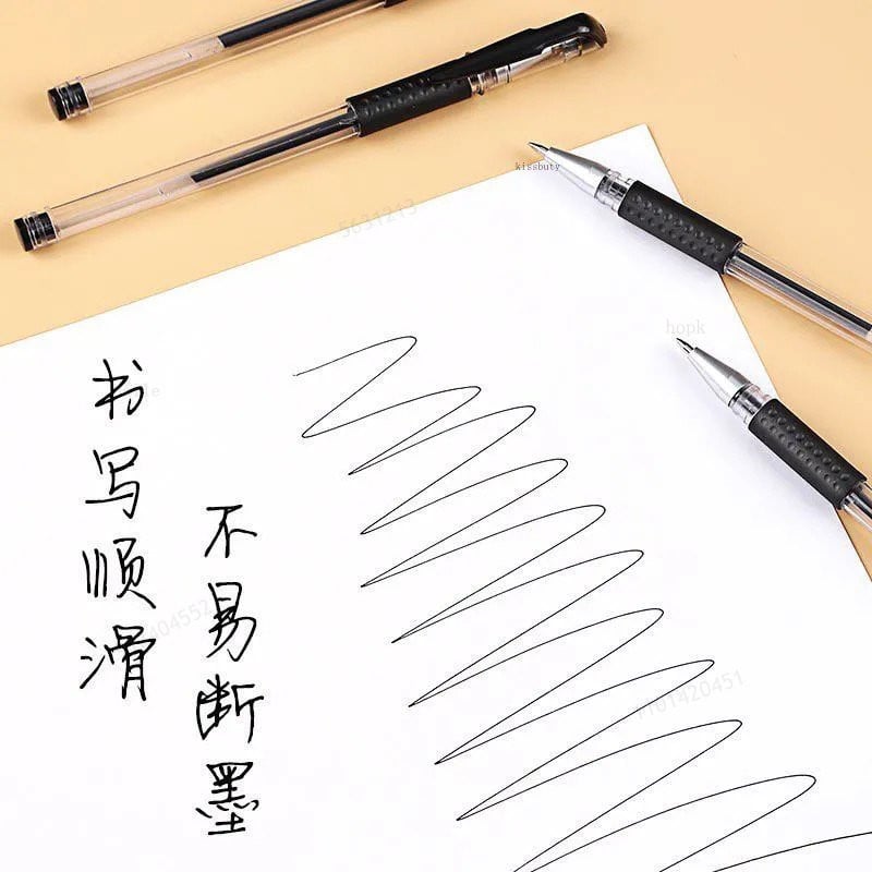 22 tk / komplekt geelpliiats must/sinine tint 0,38/0,5/0,7 mm täitmine vardad Geelpliiats koolikontori eksamitarbed Kirjatarbed pastapliiatsid