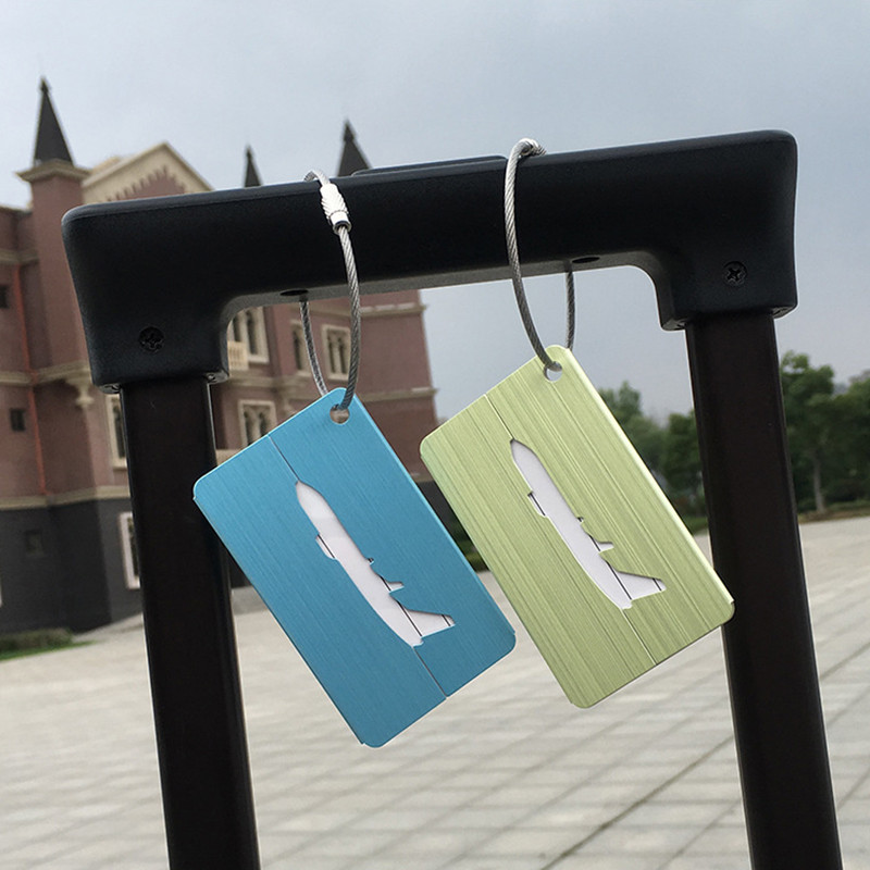 Ετικέτες δημιουργικών αποσκευών από κράμα αλουμινίου Βαλίτσα ταξιδιού αεροπλάνου Όνομα Διεύθυνση ID Ετικέτα Διεύθυνση Κάτοχος επιβίβασης Αξεσουάρ ταξιδιού