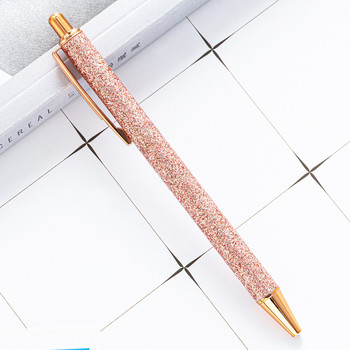 Στυλό στυλό Μεταλλική πρέσα αναδιπλούμενη λεία γραφή Χρυσό ροζ κορίτσια Ανθεκτικά σχολικά είδη γραφείου Χαρτικά στυλό γραφής
