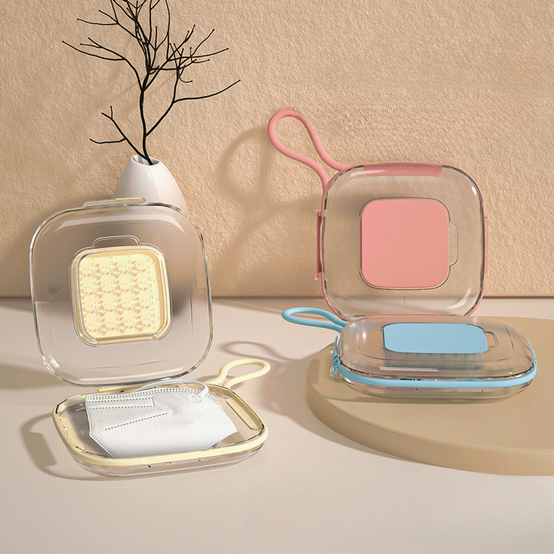 Geantă de depozitare pentru mască transparentă anti-epidemie Geantă de depozitare din plastic Cutie de depozitare portabilă multifuncțională pentru mască de depozitare 1PC