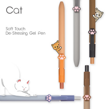 5 τμχ Cat Paw Gel στυλό μελάνι Σετ Soft Touch De-stressing Cartoon Design 0,5mm Μαύρο μελάνι για γραφή Office School F6602