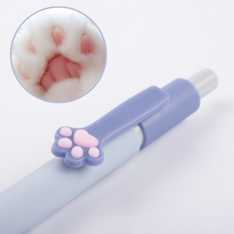 5 vnt Cat Paw gelio rašalo rašiklių rinkinys Minkštas prisilietimas, mažinantis įtampą animacinio filmo dizainas 0,5 mm juodas rašalas, skirtas rašyti biuro mokyklai F6602
