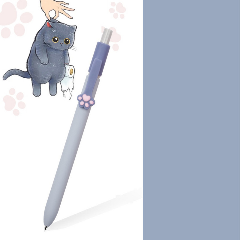5 vnt Cat Paw gelio rašalo rašiklių rinkinys Minkštas prisilietimas, mažinantis įtampą animacinio filmo dizainas 0,5 mm juodas rašalas, skirtas rašyti biuro mokyklai F6602