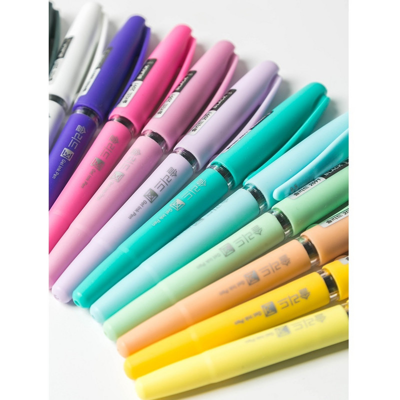 6kom Monami Good Writing Gel Ink Pen Set Pastel Color Barrel 0.5mm Black Pens of Office Signature School Supplies F6119