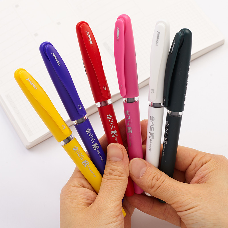 6kom Monami Good Writing Gel Ink Pen Set Pastel Color Barrel 0.5mm Black Pens of Office Signature School Supplies F6119