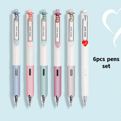 1/6 vnt šilto širdies gelio rašiklis, itin patvarus rašomasis 0,5 mm rutulinis juodos spalvos rašalas Biuro dovana mokiniui mokiniui C7320