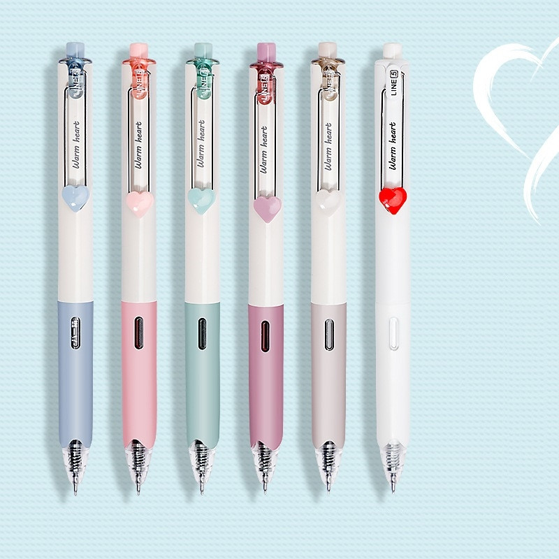 1/6 vnt šilto širdies gelio rašiklis, itin patvarus rašomasis 0,5 mm rutulinis juodos spalvos rašalas Biuro dovana mokiniui mokiniui C7320