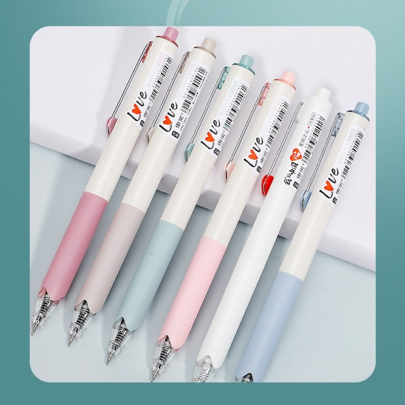 1/6 vnt šilto širdies gelio rašiklis, itin patvarus rašomasis 0,5 mm rutulinis juodos spalvos rašalas Biuro dovana mokiniui mokiniui C7320