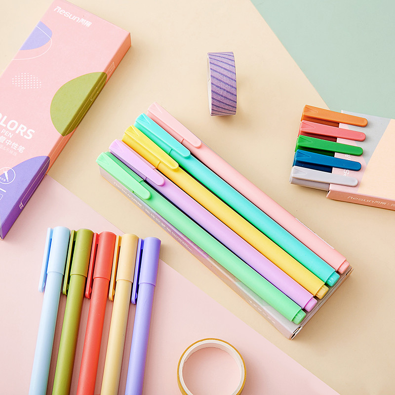 5 vnt Retro Color gelio rašalo rašalo rinkinys 0,5 mm tušinukas dienoraščio piešimui rašyti raštinės reikmenys Biuro mokykla F6248
