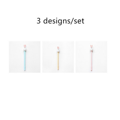 3 τμχ Cute White Rabbit Gel στυλό Cartoon 0,5mm Ballpoint Μαύρο Χρώμα Στυλό για Γράψιμο Γραφικών Σχολικών Προμηθειών Γραφείου F6209