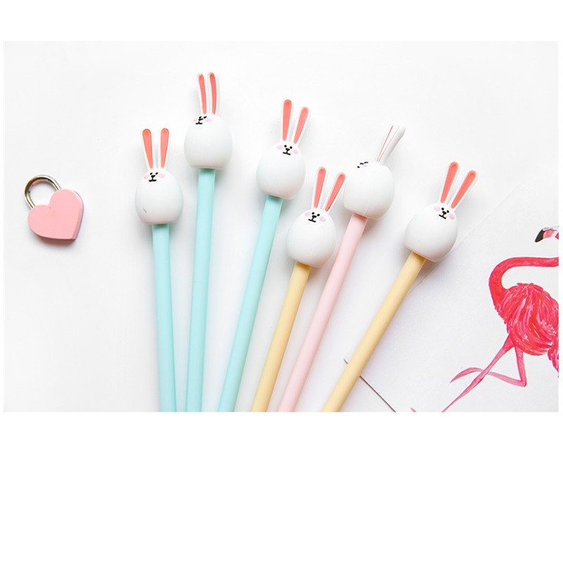 3 τμχ Cute White Rabbit Gel στυλό Cartoon 0,5mm Ballpoint Μαύρο Χρώμα Στυλό για Γράψιμο Γραφικών Σχολικών Προμηθειών Γραφείου F6209