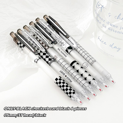 6PCS/SET Kawaii set gel olovki ST pero 0,5 mm crno punjenje, korejska šahovnica za pisanje, slatki školski pribor za učenike