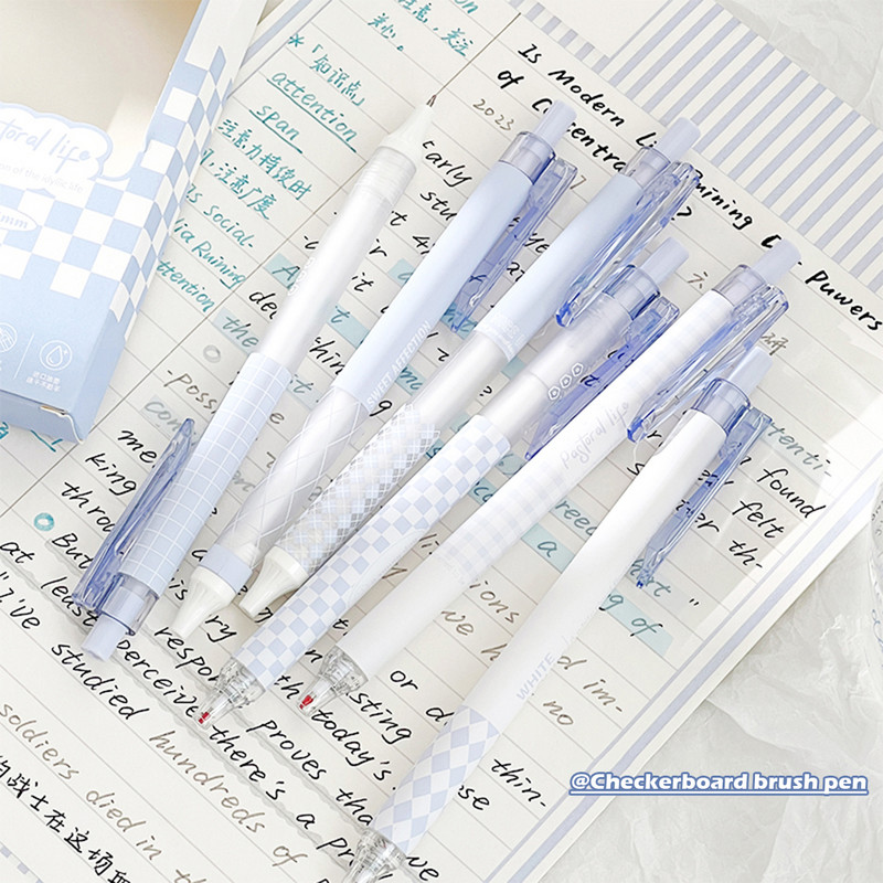 6PCS/SET Kawaii set gel olovki ST pero 0,5 mm crno punjenje, korejska šahovnica za pisanje, slatki školski pribor za učenike