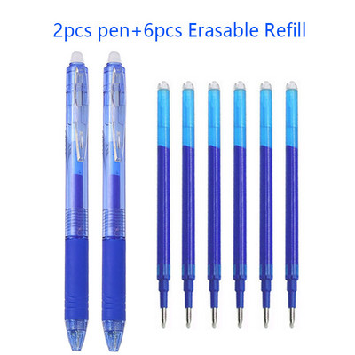 2+6vnt./rinkinys 0,7mm stebuklingi ištrinami rašiklio užpildymo strypai Mėlyna Juoda Raudona Spalva Rašymo reikmenys Plaunama rankena Mokyklos biuro reikmenys
