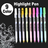Set de 9 bucăți de culori, stilou cu cerneală gel de evidențiere, 0,8 mm, vârf de glonț, alb, argintiu, aur, pentru artă, desen, schiță, design, marker de scriere linie fină