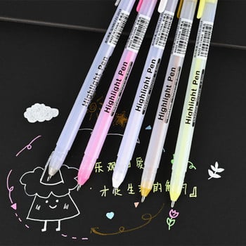 9Pcs Color Set Highlight Gel Ink Pen 0,8 mm Bullet Tip Бяло Сребристо Злато за изкуство Рисуване Скица Дизайн Fine Line Писане Маркер